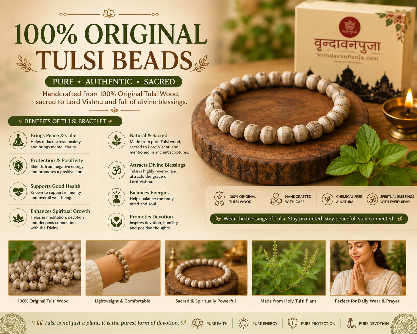 Tulsi Bead Bracelet (100% Original Tulsi)
