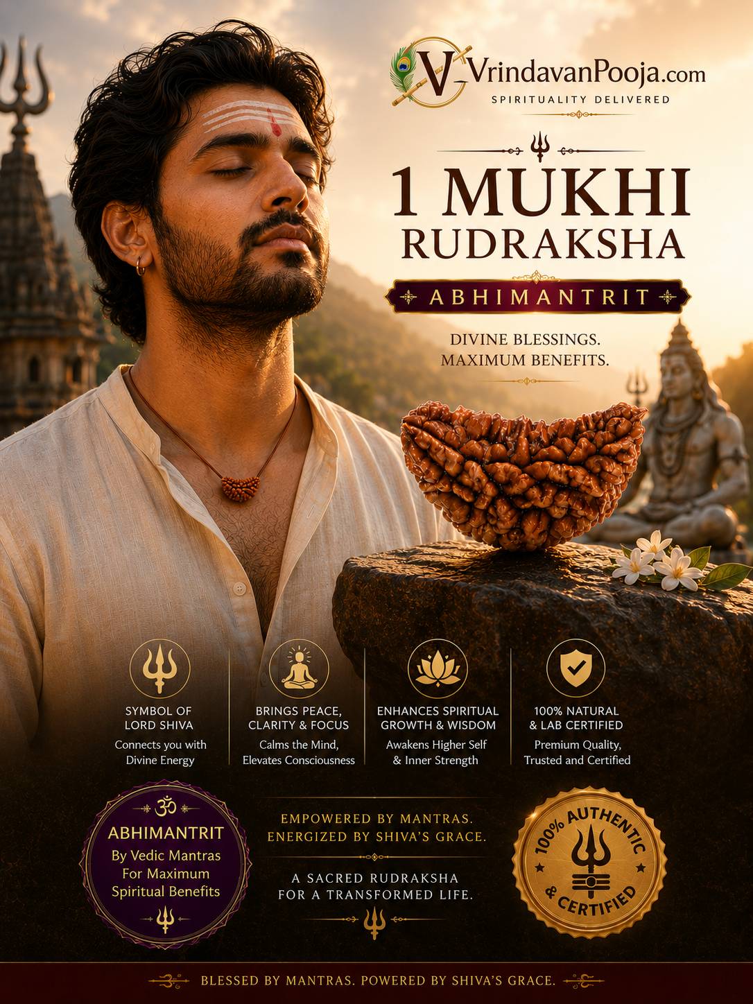 1 Mukhi Abhimantrit Rudraksha