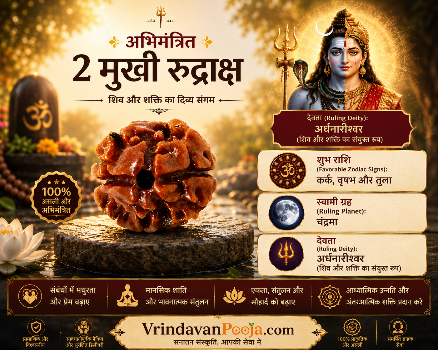 2 Mukhi Abhimantrit Rudraksha
