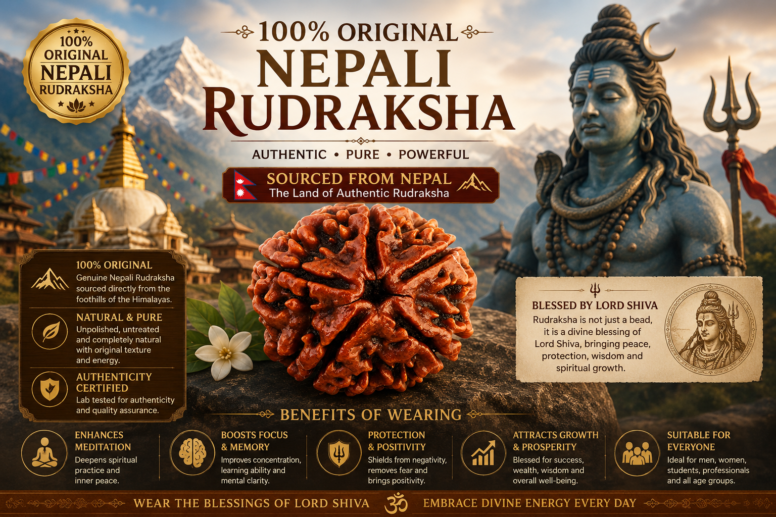 5 Mukhi Abhimantrit Rudraksha