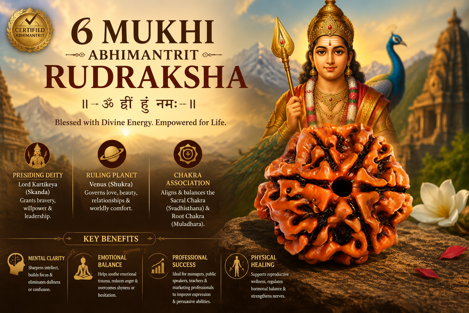 6 Mukhi Abhimantrit Rudraksha