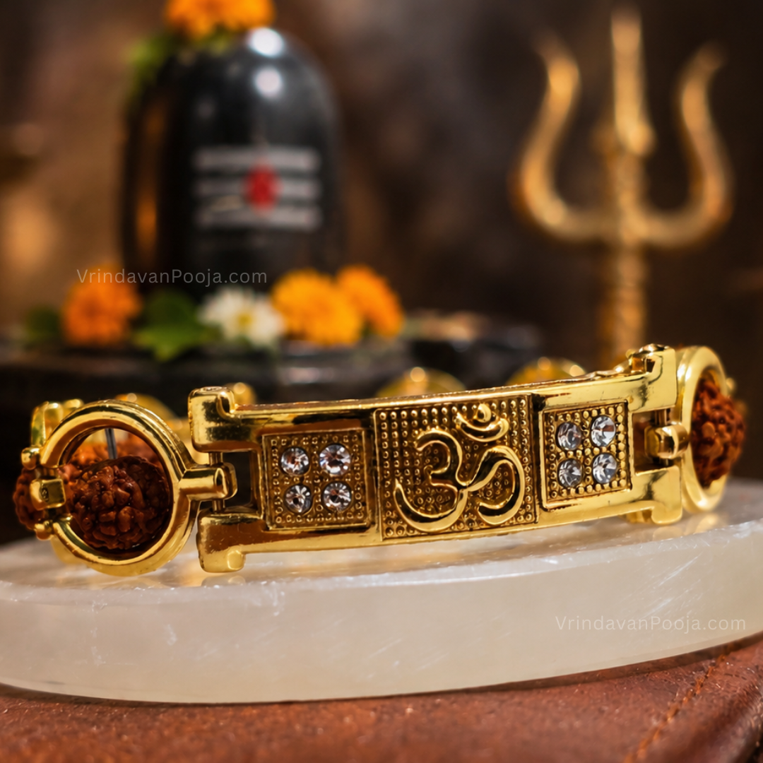 Elegant Om Rudraksha Bracelet Gold Plated