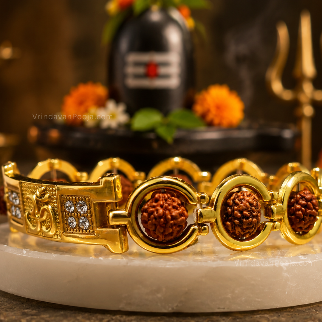 Elegant Om Rudraksha Bracelet Gold Plated