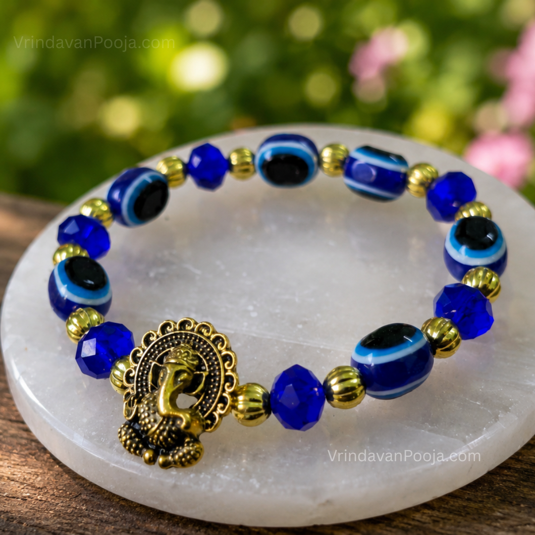Evil Eye Bracelet with Ganesh Ji Blessing