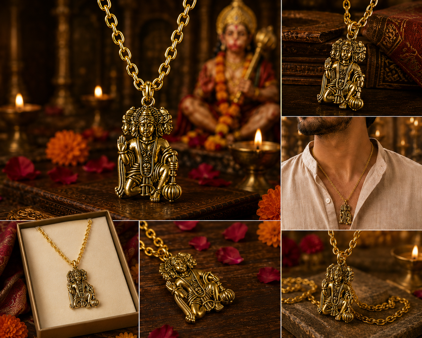 Gold Plated Hanuman Ji Pendant
