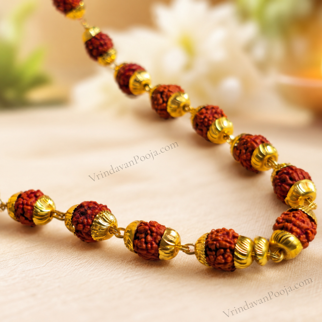 Gold Plated Premium Rudraksha Mala