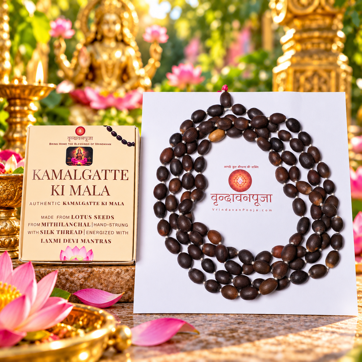 Kamal Gatta Japa Mala for Laxmi Pooja | 108 Big Lotus Seeds