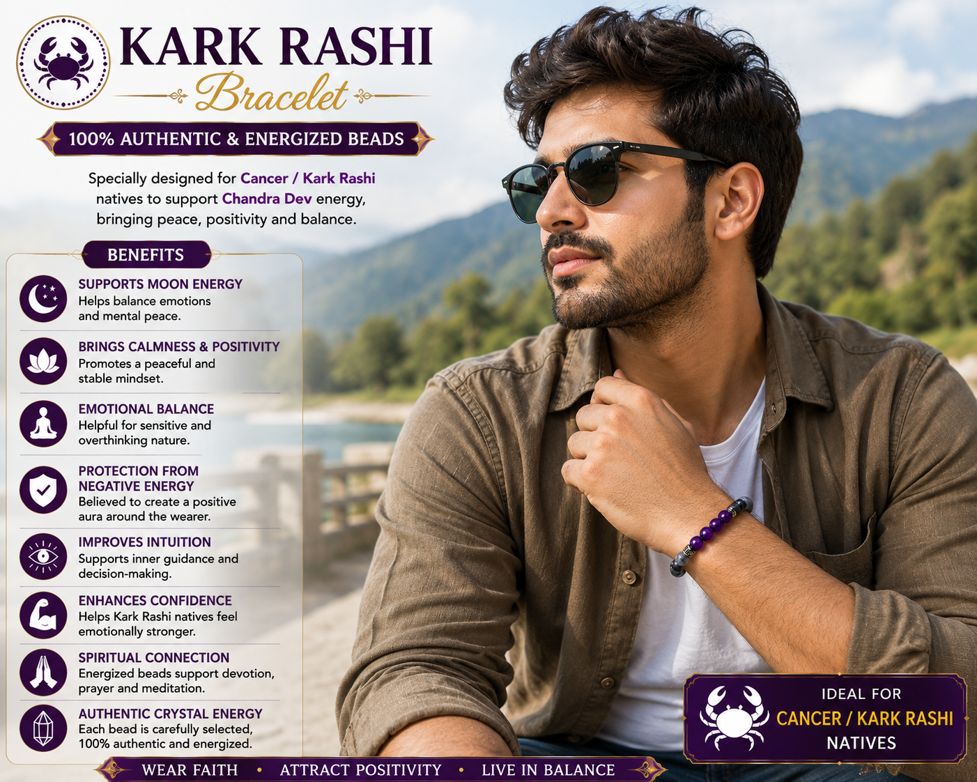 Amethyst Bracelet (Kark Rashi) Cancer