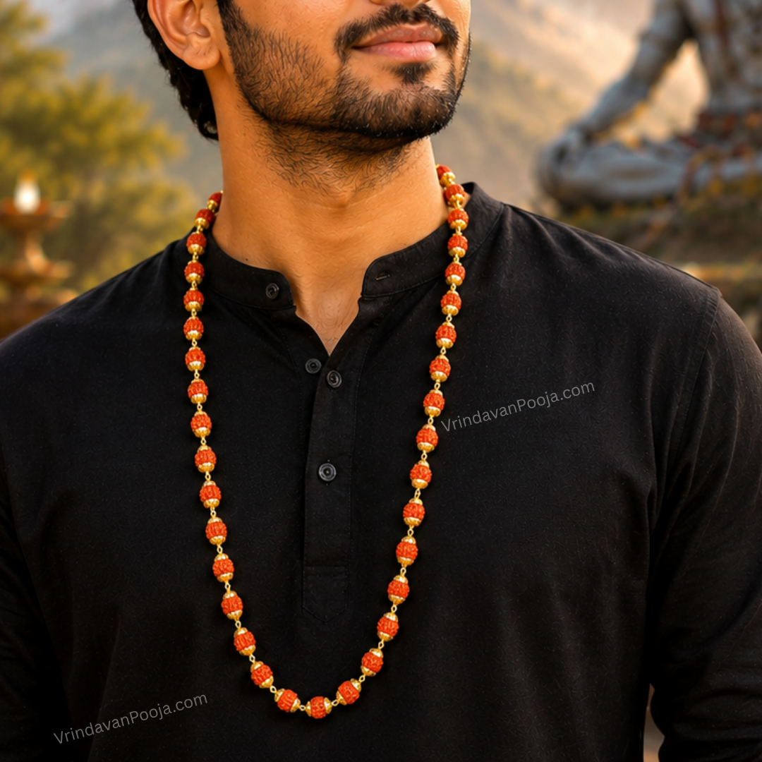 Gold Plated Premium Rudraksha Mala