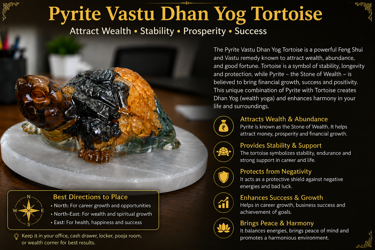 Pyrite Vastu Dhan Yog Tortoise