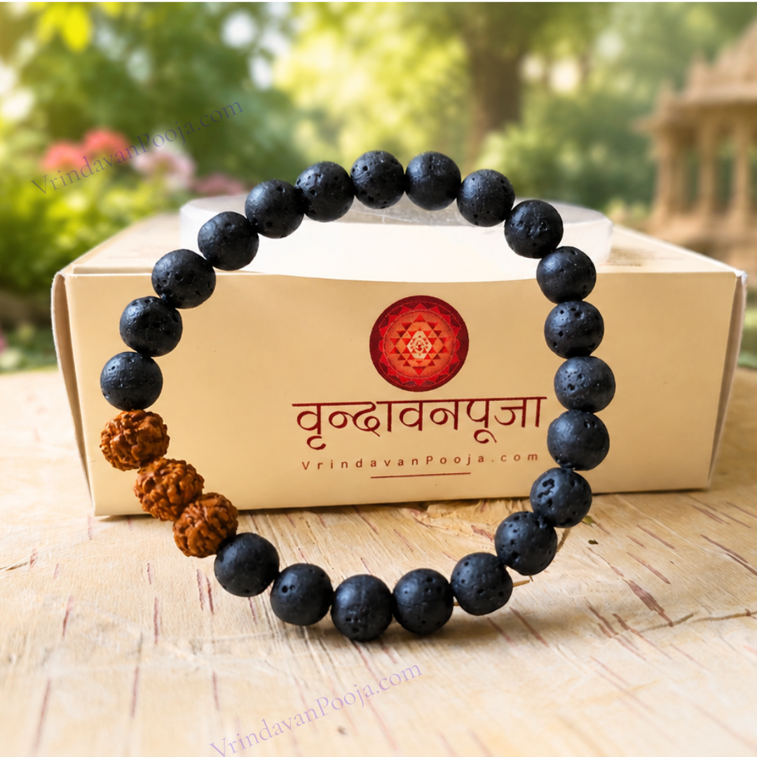 Rudraksha with Lava Beads Bracelet