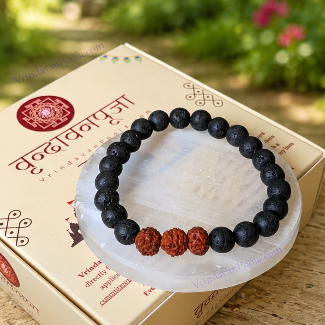 Rudraksha with Lava Beads Bracelet