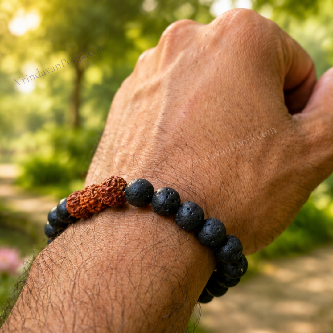 Rudraksha with Lava Beads Bracelet