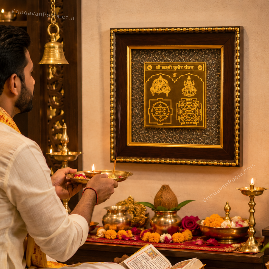Shri Laxmi Kuber Yantra on Pyrite