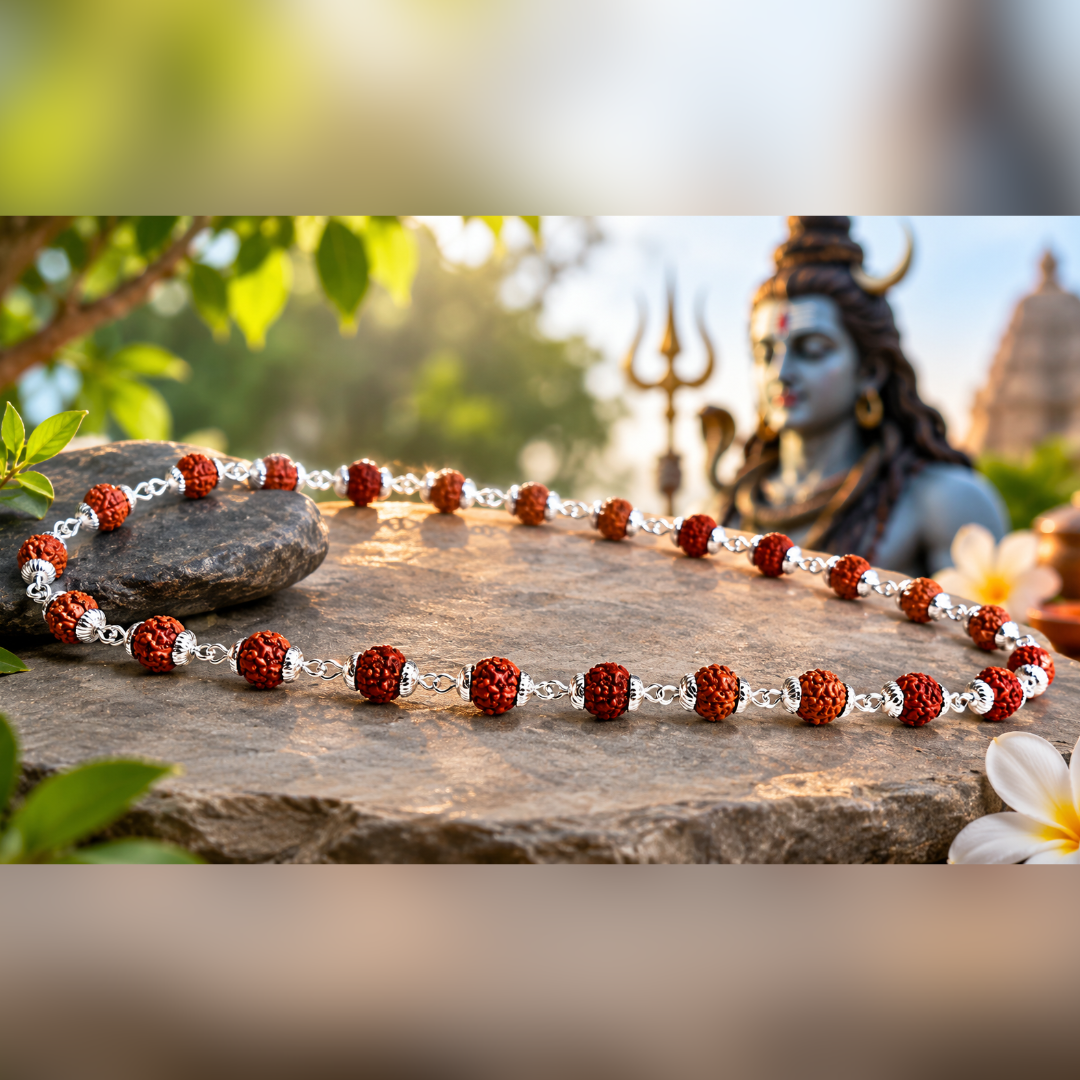 Silver Plated Divine Rudraksha Mala