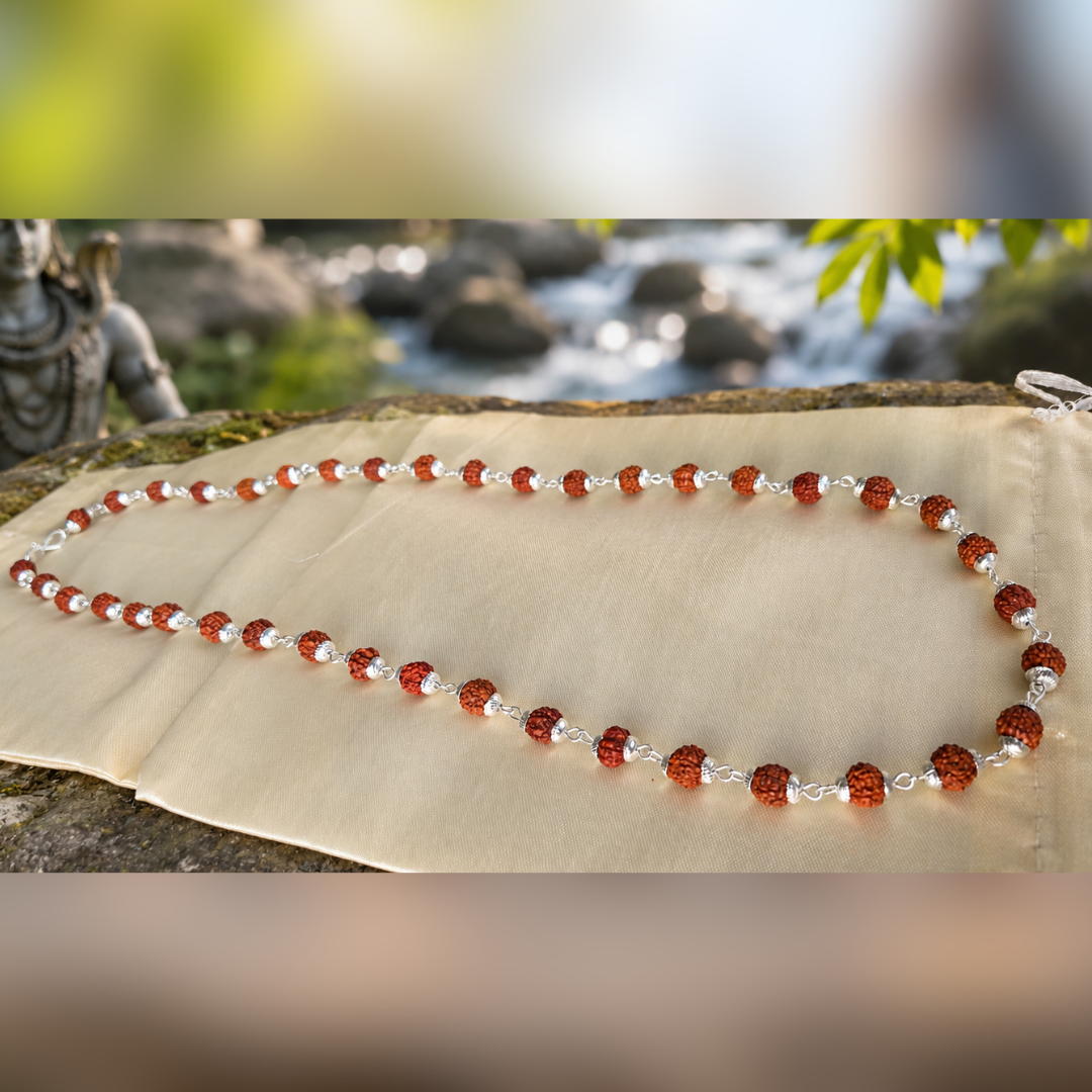Silver Plated Divine Rudraksha Mala