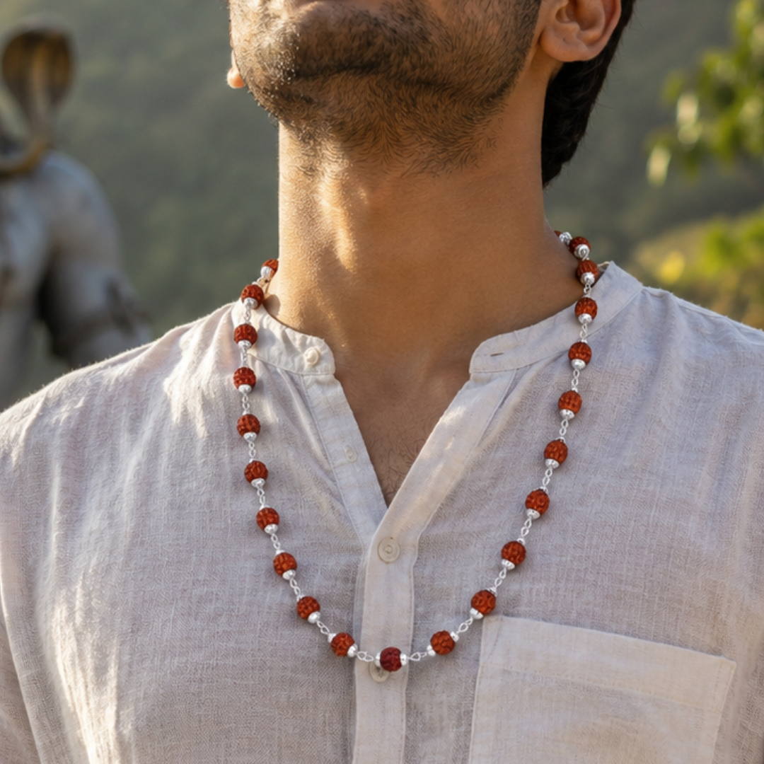Silver Plated Divine Rudraksha Mala