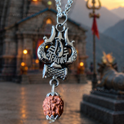 Silver Plated Rudraksha with Trishool Pendant