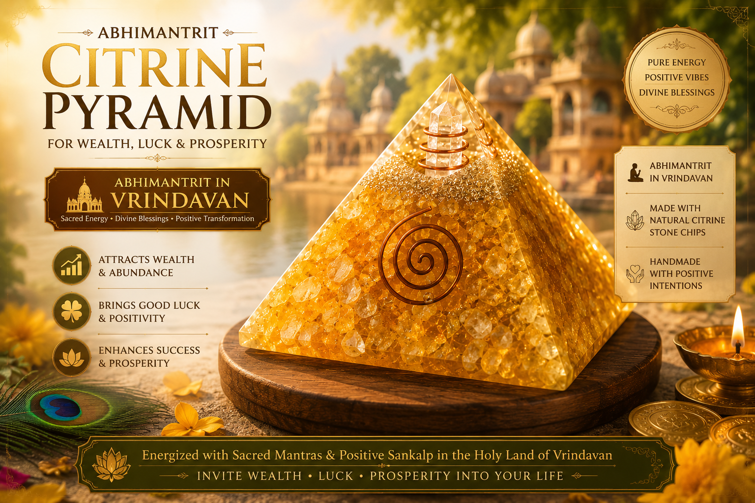 Citrine Pyramid – Attract Wealth, Success & Positive Energy