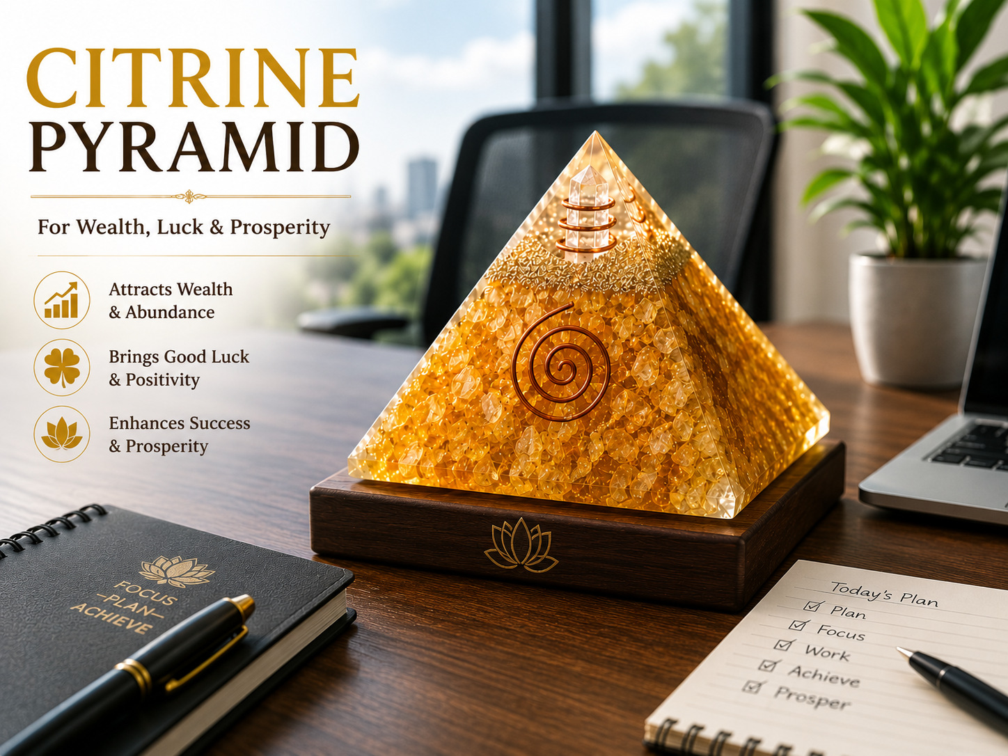 Citrine Pyramid – Attract Wealth, Success & Positive Energy