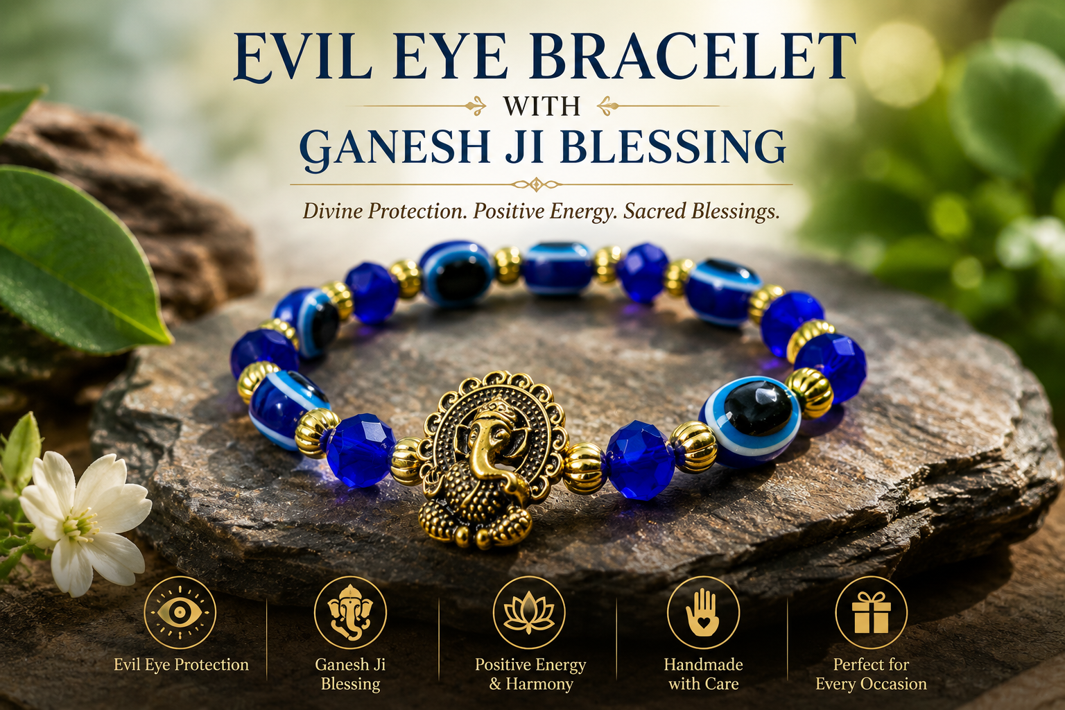 Evil Eye Bracelet with Ganesh Ji Blessing
