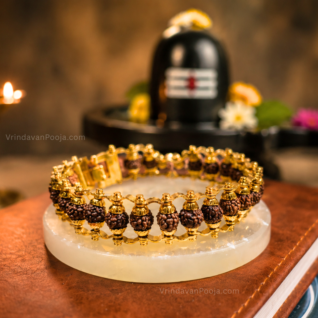Gold Plated Rudraksha Chain Bracelet