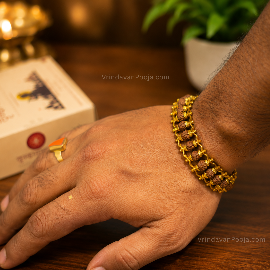 Gold Plated Rudraksha Chain Bracelet