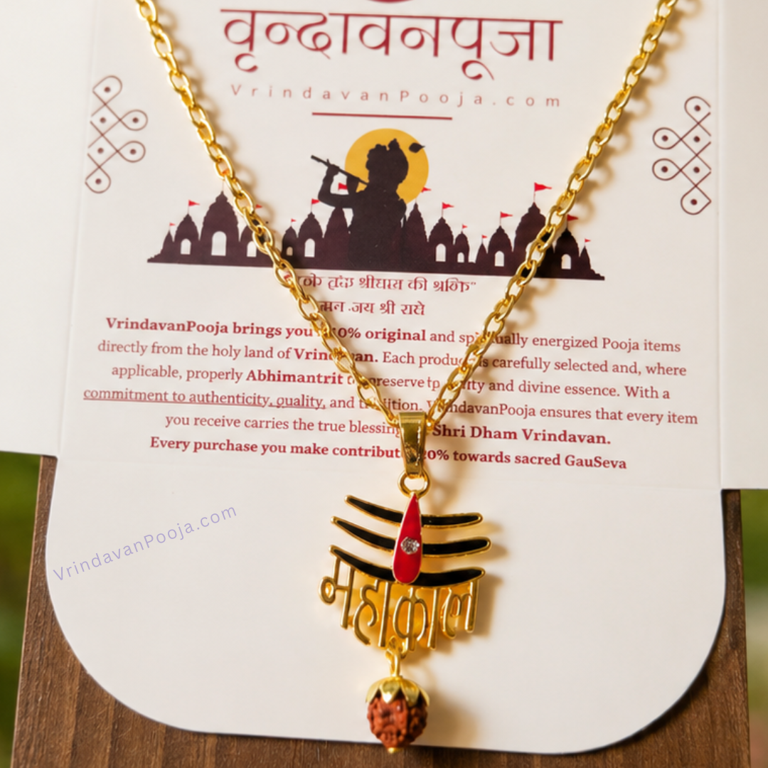 Gold Plated Mahakaal Necklace with Rudraksha Pendant