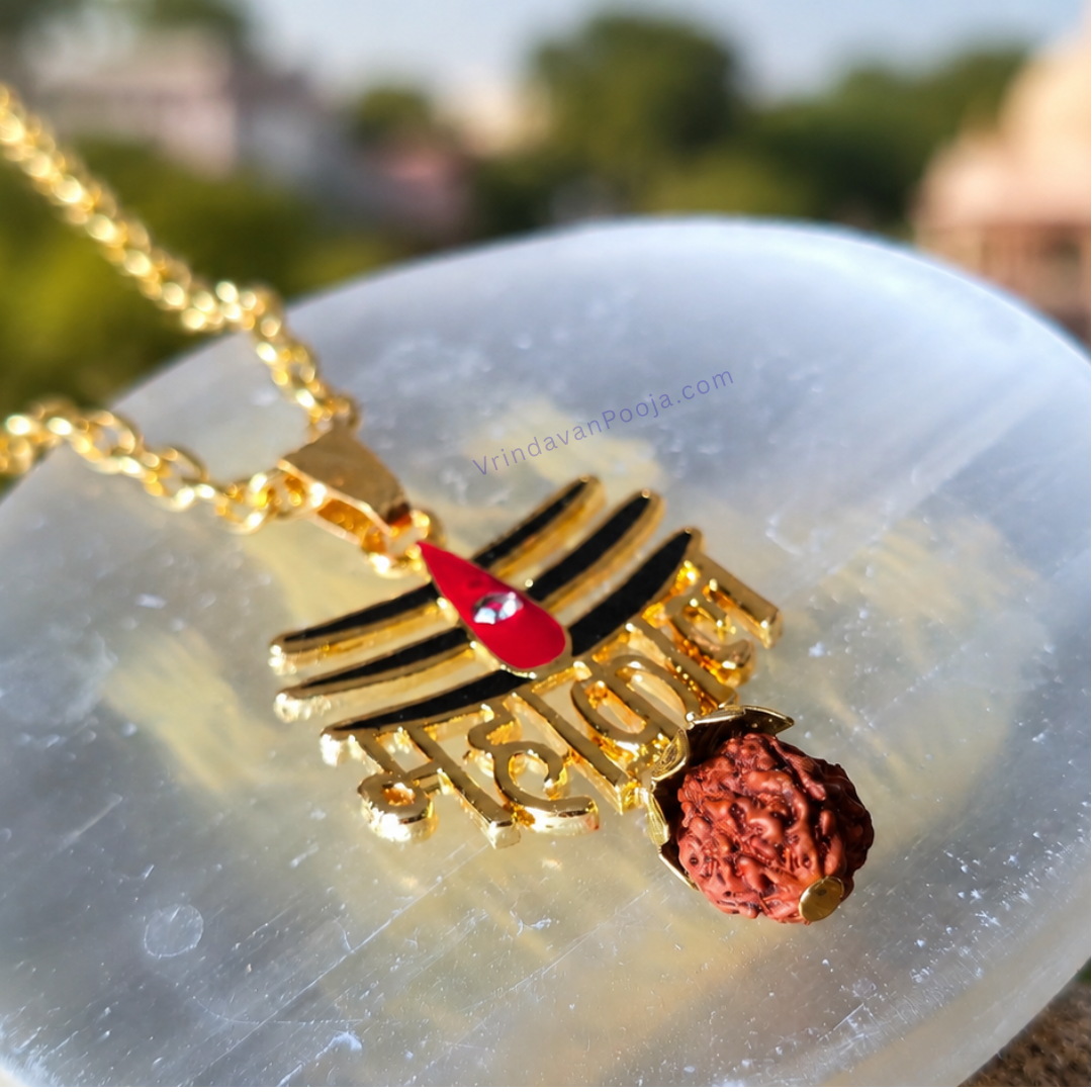 Gold Plated Mahakaal Necklace with Rudraksha Pendant