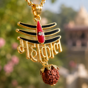 Gold Plated Mahakaal Necklace with Rudraksha Pendant