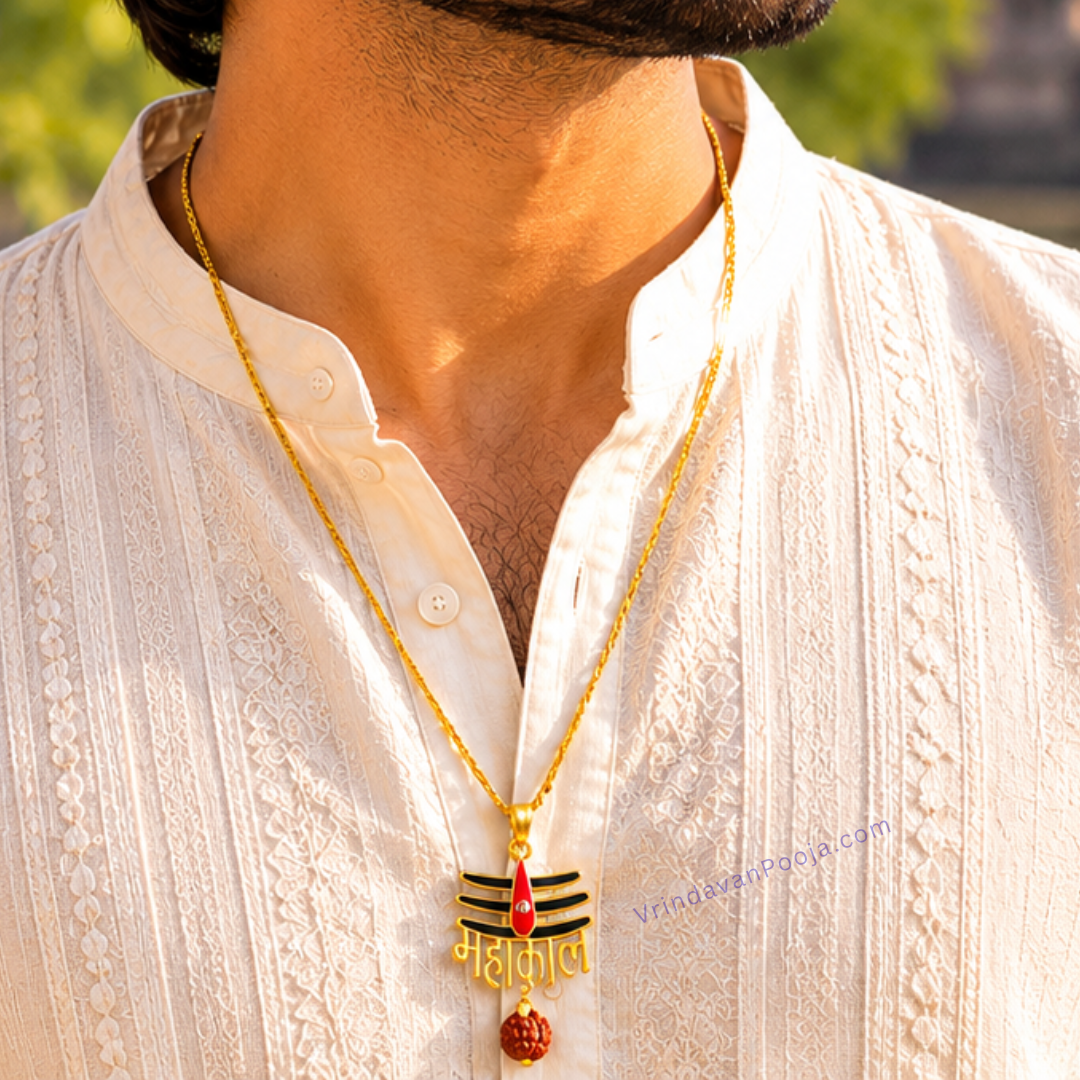 Gold Plated Mahakaal Necklace with Rudraksha Pendant