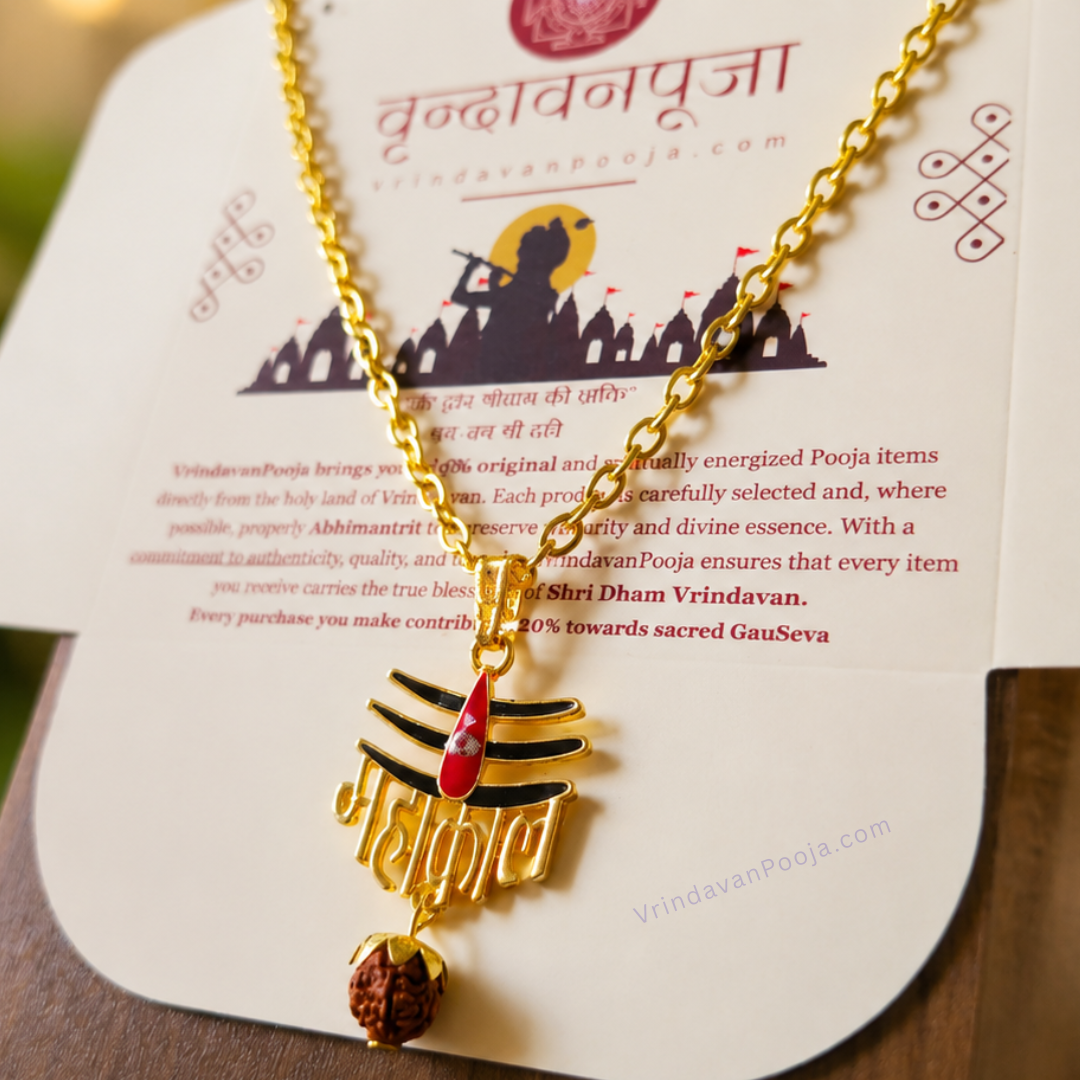 Gold Plated Mahakaal Necklace with Rudraksha Pendant