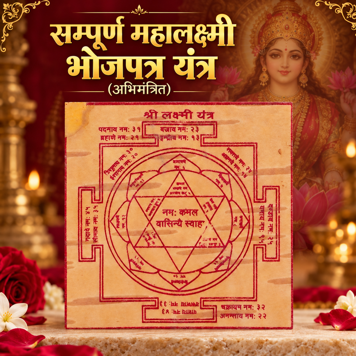 MahaLakshami Yantra - सम्पूर्ण महालक्ष्मी भोजपत्र यंत्र (अभिमंत्रित)