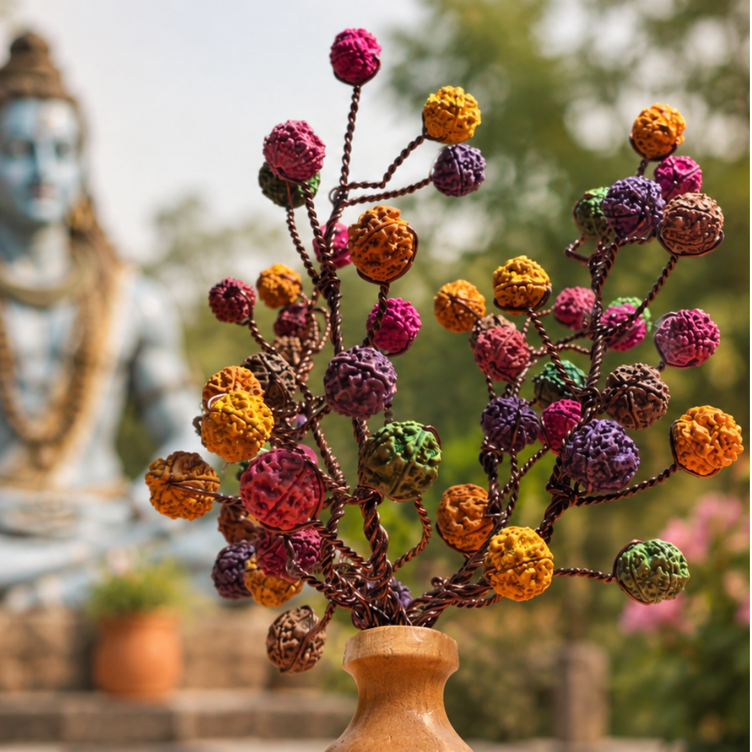 Rudraksha Tree | 54 Pcs of Natural Hand Painted 5 Face Rudraksh