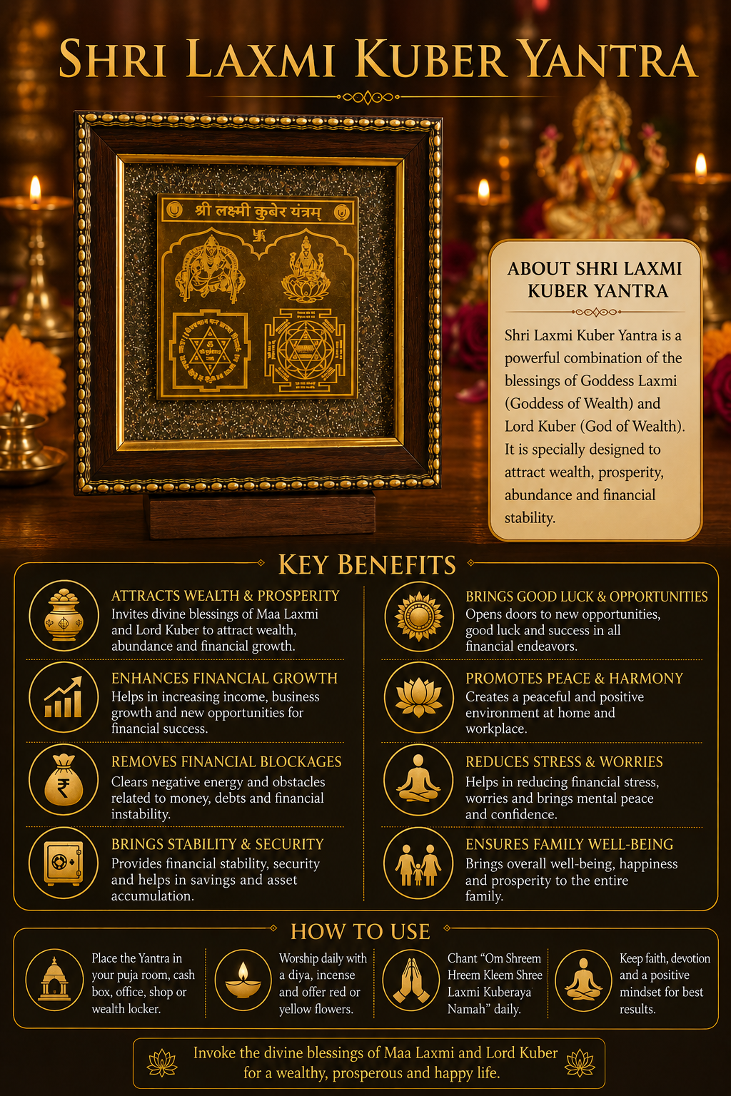 Shri Laxmi Kuber Yantra on Pyrite
