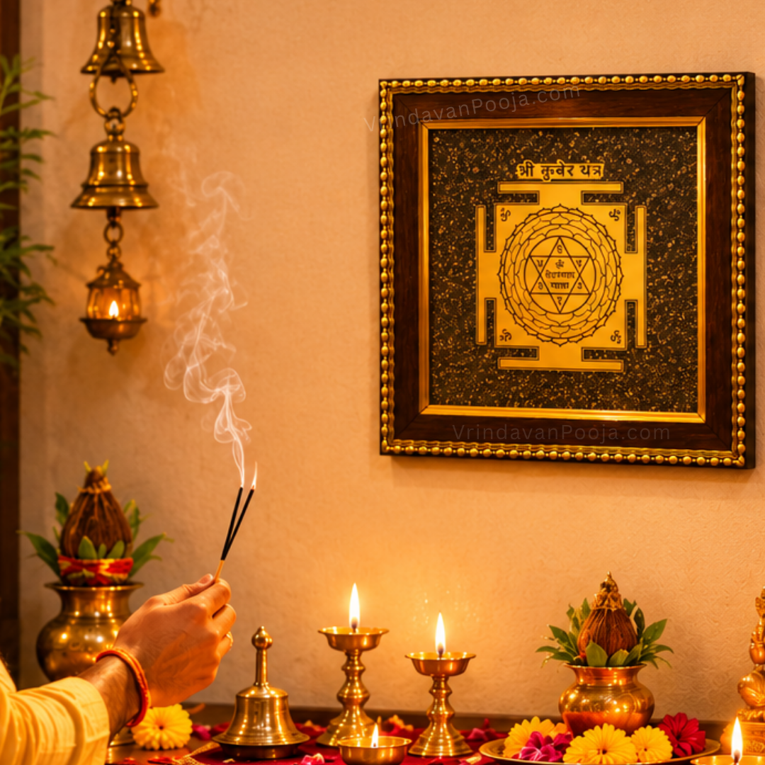 Shri Kuber Yantra on Raw Pyrite Frame